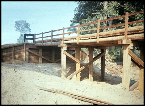 A colour slide picture showing Bridge 1 from the riverbed.