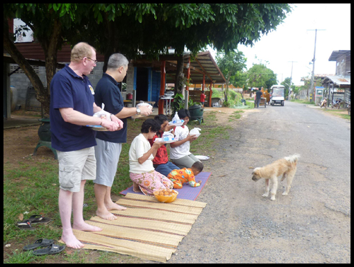 John and Noel await the arrival of the Abbott of Ban Kut Hae.