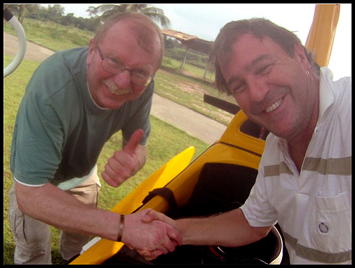 A handshake between two men who've shared a Flexwing together.