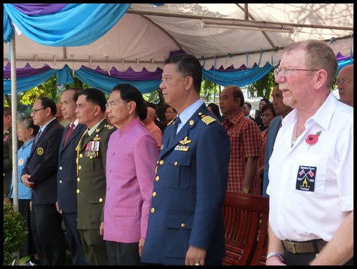 The Governor of Ubon stands with his edntourage for the Last Post. 