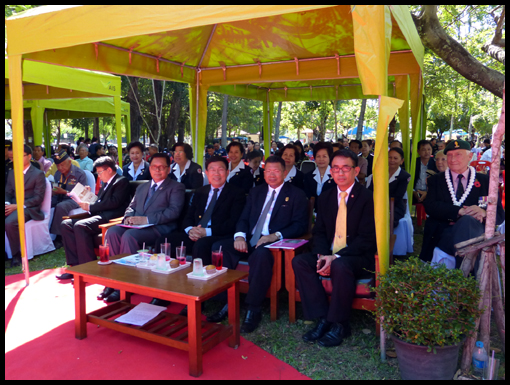 The Governor of Ubon Province sits in his Marquee at the Remembrance Ceremony 2015.