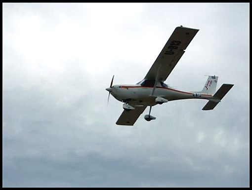 The Jabiru piloted by Dr Chern crosses the threshold of runway 03