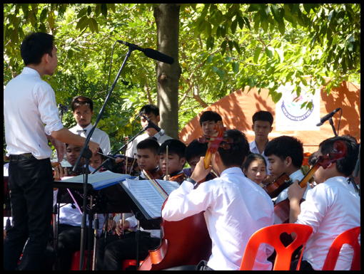 A School ochestra privides the music for the ceremony.