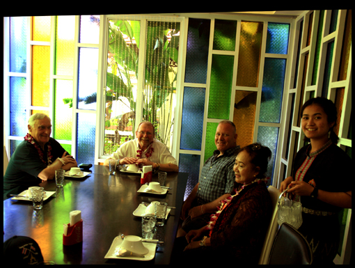 The group seetle down to lunch at the Ab Zab restaurant.