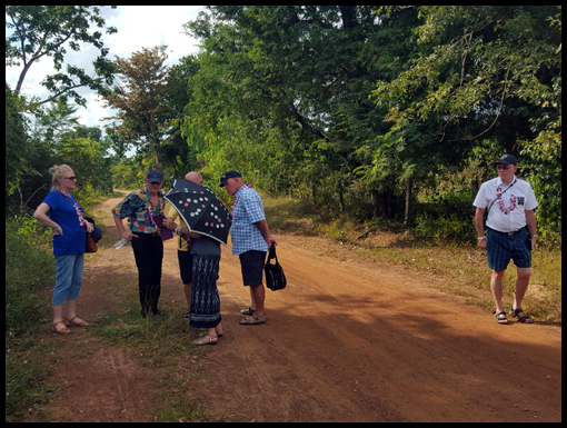 The group explore the remains of the camp.