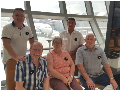 The travellers await their flight to Ubon Rachathani