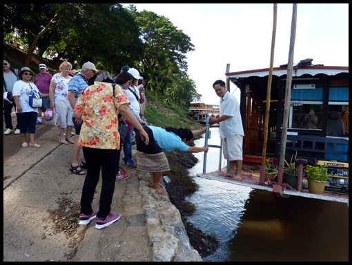 Another first in boat boarding for our seasoned group of travellers.