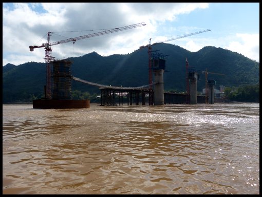 Te high speed rain bridge over the Mekhong at Luang Prabang.