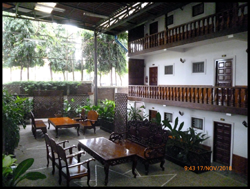 The Colonial style interior of the Manoluck hotel.