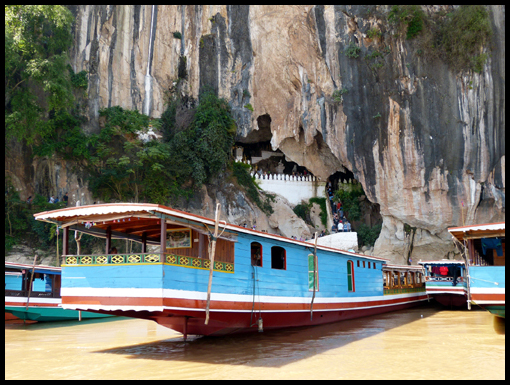 The ancient buddhist shrine at Pak Ou caves.