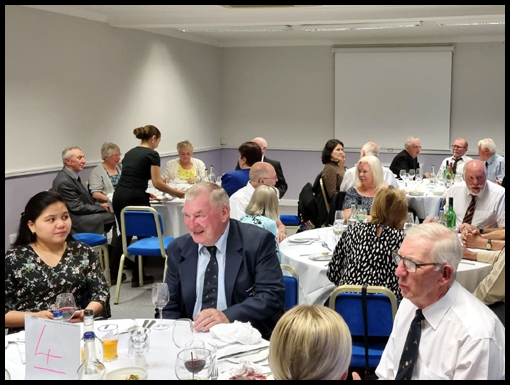 The guests enjoy dinner with the Bryan Shields-Probett crafted pen as the rollover 