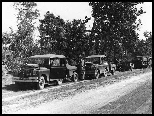 The 11 Sqn Advance Party park up beside the tented camp area.