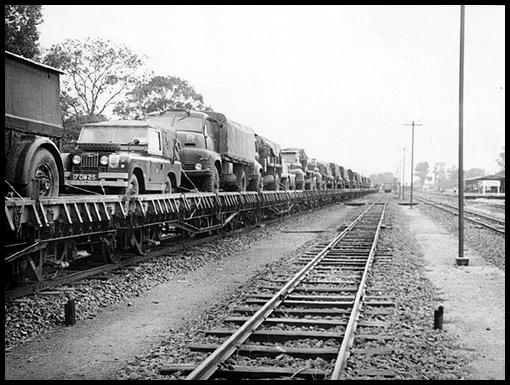 11 Sqn MT rolls into the Ubon rail yard in the last few days of 1963.