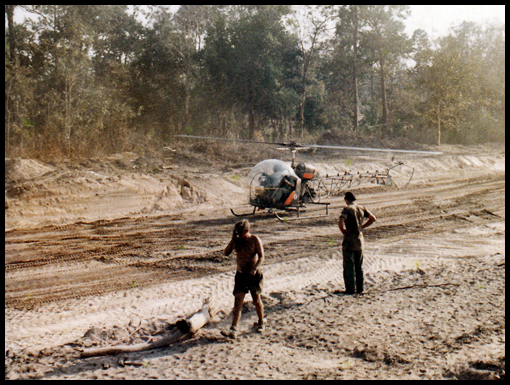 A Scout helicopter was used to set the road centerline.