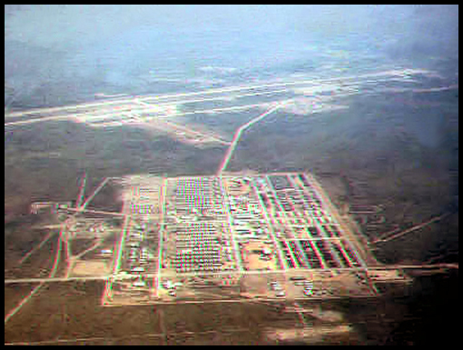 An aerial pix of Camp Friendship in the foreground with the Korat Airfield in the background circa 1964