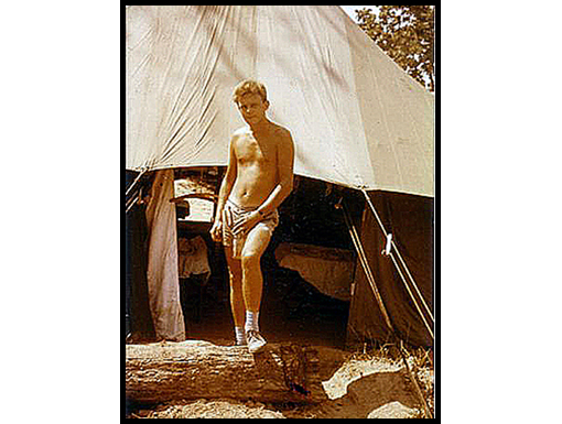 Graham Large stands at the entrance of his tent soon he will be leaving it for the 'luxury' of the hutted camp